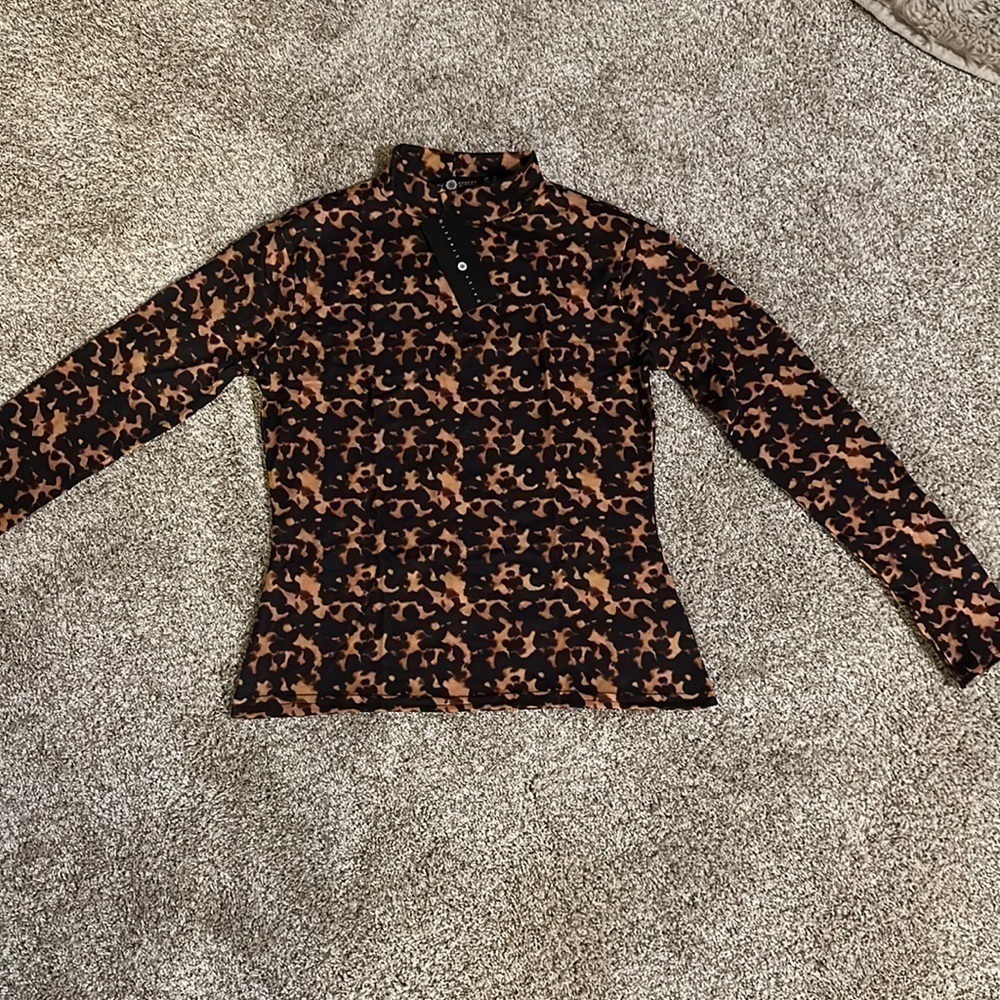 Daisy Street Fitted Turtle Mock Neck Shirt Size M